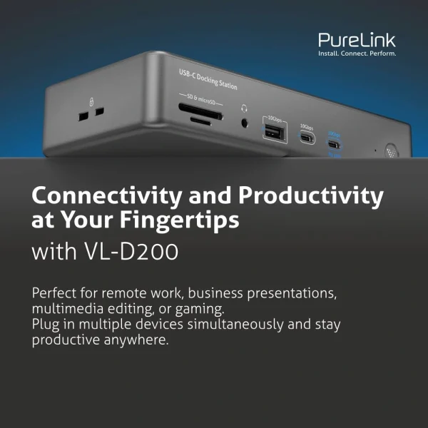 VueLogic VL-D200 14-az-1-ben USB-C dokkoló állomás