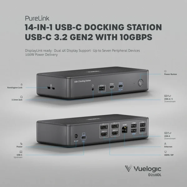 VueLogic VL-D210DL 14-az-1-ben USB-C dokkoló állomás