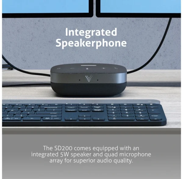 VueLogic VL-SD200, 10-az-1-ben asztali Speakerdock, 5W hangszóró, USB-C 3.2 Gen2 bemenet, Gigabit Ethernet.